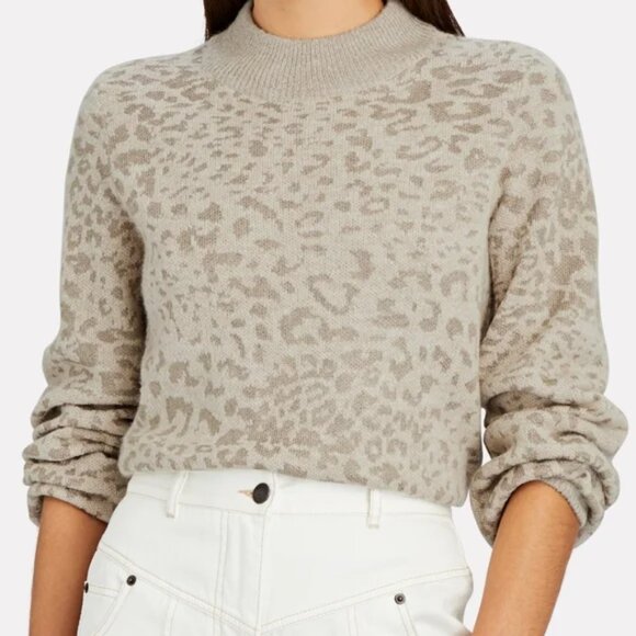 Veronica Beard Womens XL Tilda Neutral Leopard Print Sweater Merino Wool Alpaca - Picture 1 of 7